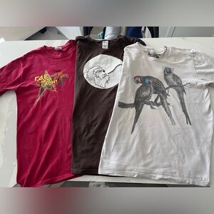 3 Men’s Graphic Tees T-shirts Size Small S Werewolf, 3D Glasses Birds, Elephant